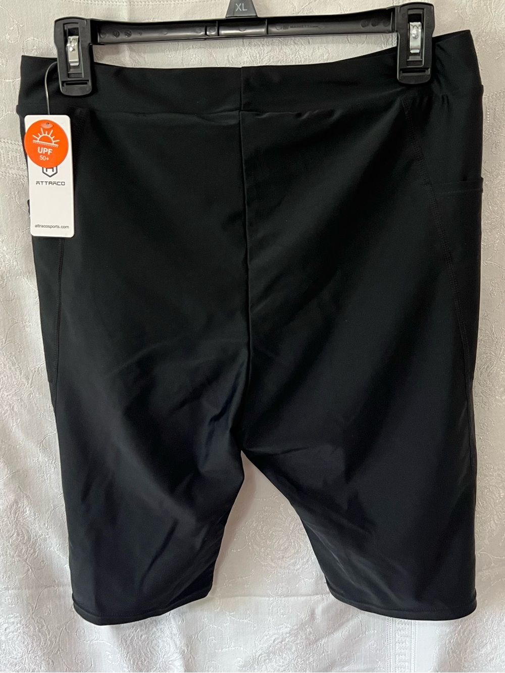 Attarco Women's Black High-Waist Swimming Shorts with Phone Pockets Size XL NWT - Picture 2 of 8